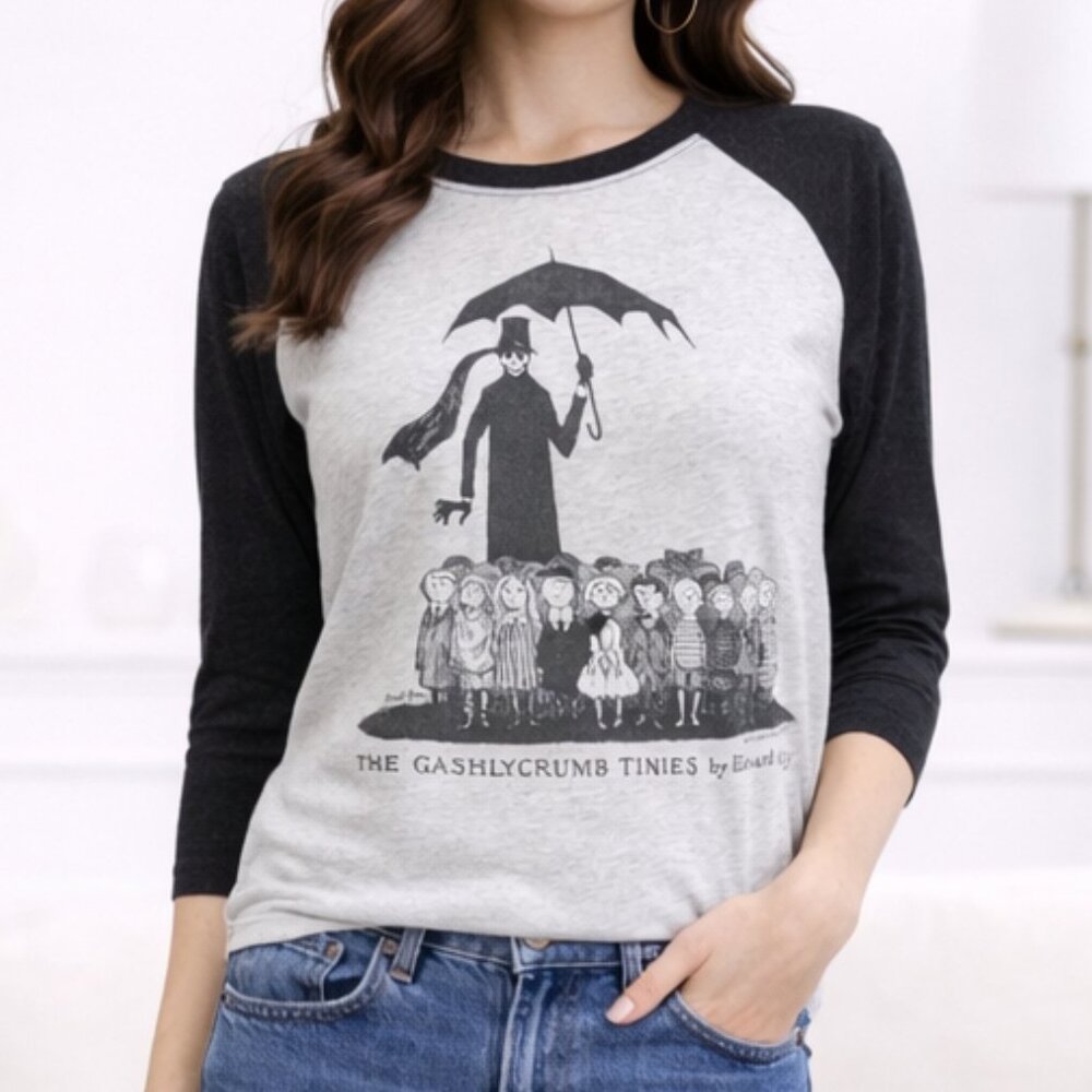 Out of Print Black and Gray Long Sleeve Tee